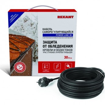 Кабель греющий саморегулирующийся REXANT POWER Line 30SRL-2CR, 15 м/450 Вт Кабель греющий саморегулирующийся REXANT POWER Line 30SRL-2CR, 15 м/450 Вт