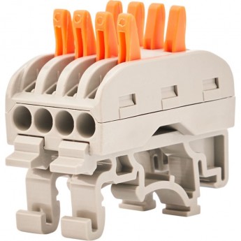 Клемма REXANT СМК 222-424D проходная 4-полюсная, с креплением на DIN-рейку (0,08-4 мм²) серая (50 шт./уп.) Клемма REXANT СМК 222-424D проходная 4-полюсная, с креплением на DIN-рейку (0,08-4 мм²) серая (50 шт./уп.)