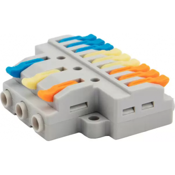 Клемма REXANT СМК 3х3 проходная разветвительная 3 полюса, с монтажной площадкой (1 ввод, 3 вывода на полюс), (5 шт./уп.) Клемма REXANT СМК 3х3 проходная разветвительная 3 полюса, с монтажной площадкой (1 ввод, 3 вывода на полюс), (5 шт./уп.)