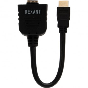 Переходник REXANT штекер HDMI - 2 гнезда HDMI с проводом, черный