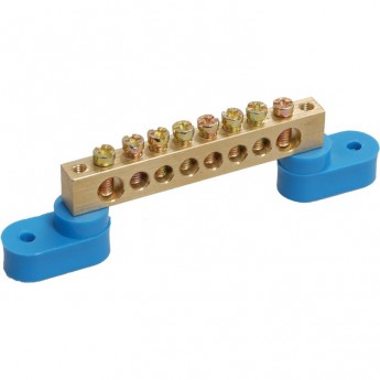 Шина REXANT 6х9 мм на двух угловых синих изоляторах 8 групп