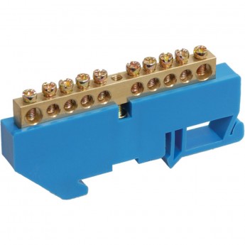 Шина REXANT «N» нулевая с синим изолятором на DIN-рейку 6x9 мм стойка бол. 10 групп Шина REXANT «N» нулевая с синим изолятором на DIN-рейку 6x9 мм стойка бол. 10 групп