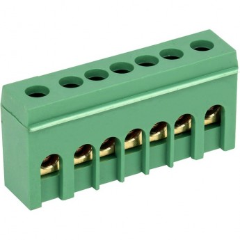 Шина REXANT PE в корпусном зеленом изоляторе 7 групп