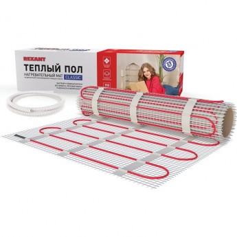 Теплый пол, нагревательный мат REXANT CLASSIC RNX-5-750, двухжильный, с экраном, площадь 5 м², 0.5х10 м, 750 Вт Теплый пол, нагревательный мат REXANT CLASSIC RNX-5-750, двухжильный, с экраном, площадь 5 м², 0.5х10 м, 750 Вт