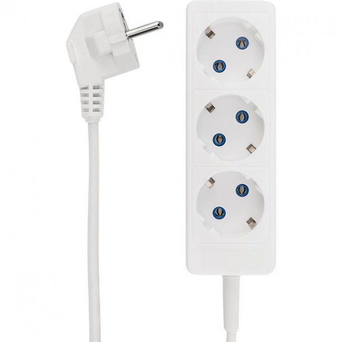 Удлинитель REXANT STANDARD 3 гнезда, 1,5м, 3х1,0мм², с/з, белый 13-4009