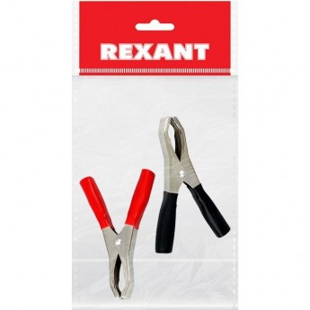 Зажим крокодил REXANT, длина 98 мм, ток 50A, 2 шт., пакет БОПП Зажим крокодил REXANT, длина 98 мм, ток 50A, 2 шт., пакет БОПП